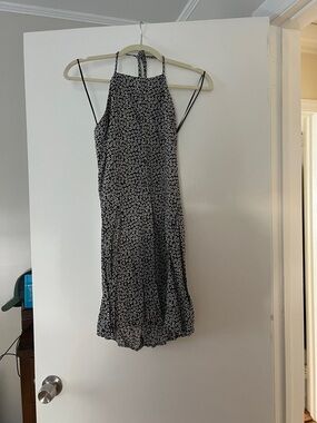 Reformation black floral halter dress